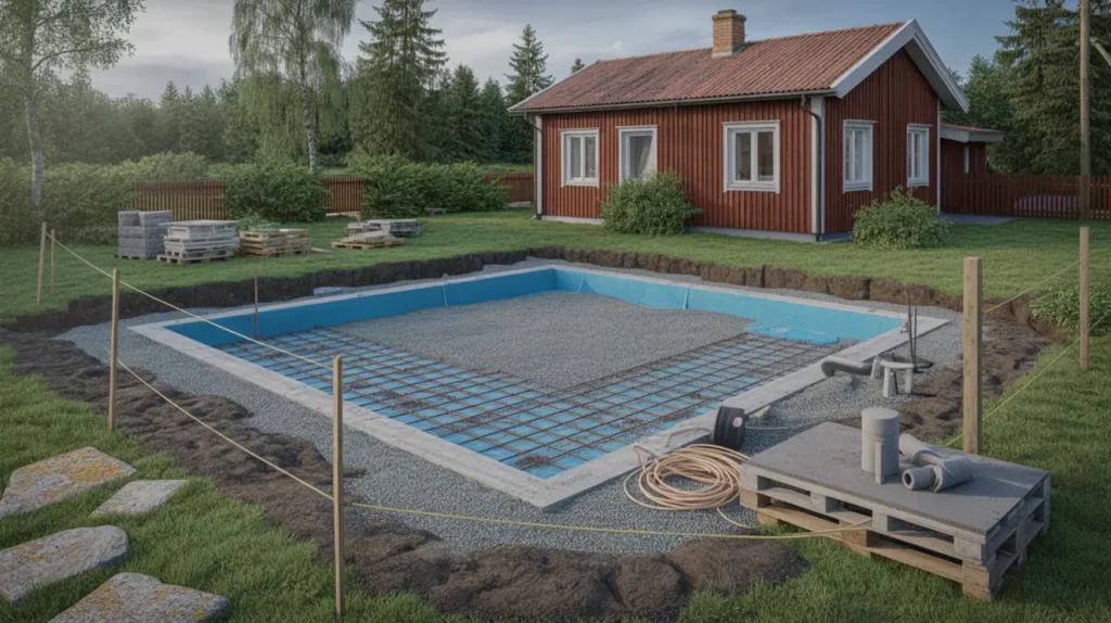 anl gga pool p tomten markarbete stomval regler och kostnad fr n f rsta gr vtaget till f rsta doppet